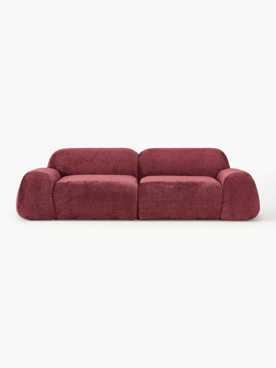 Sofas | Sofaserien-Westwing Collection Modulares Sofa Wolke (3-Sitzer) aus Teddy-Bouclé Teddy-Bouclé Weinrot