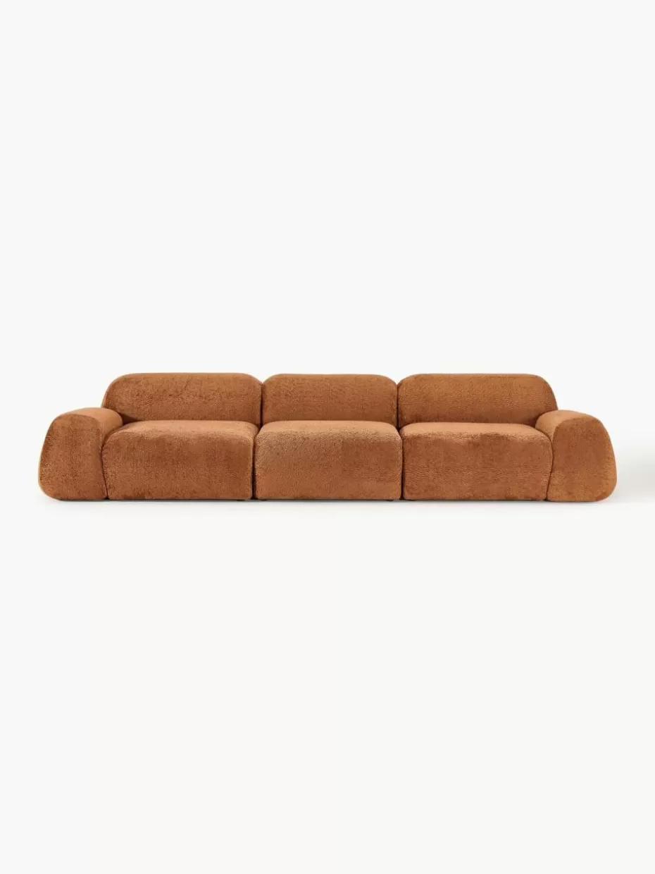 Sofas | Sofaserien-Westwing Collection Modulares Sofa Wolke (4-Sitzer) aus Teddy-Bouclé Teddy-Bouclé Terrakotta