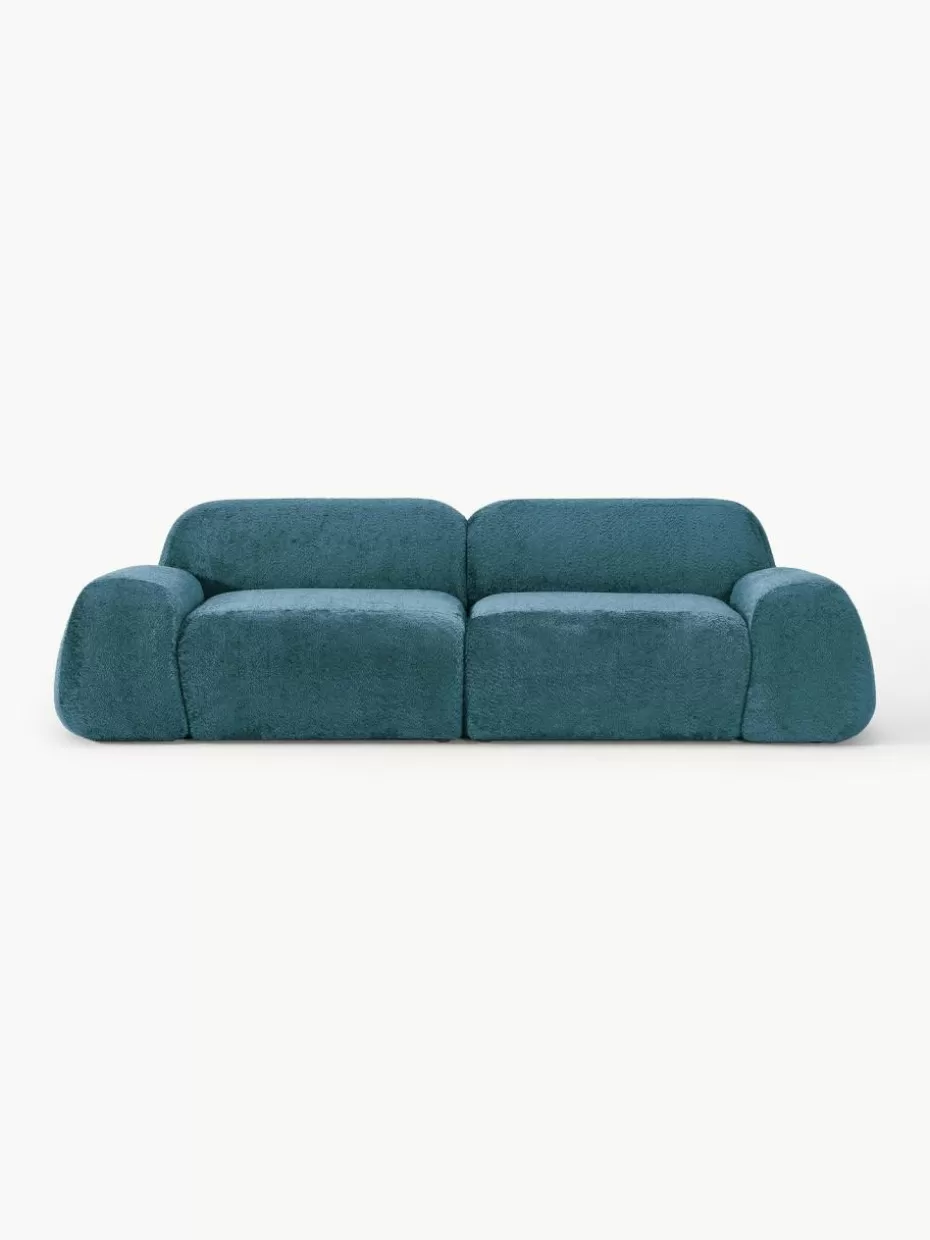Sofas | Sofaserien-Westwing Collection Modulares Sofa Wolke (3-Sitzer) aus Teddy-Bouclé Teddy-Bouclé Petrol