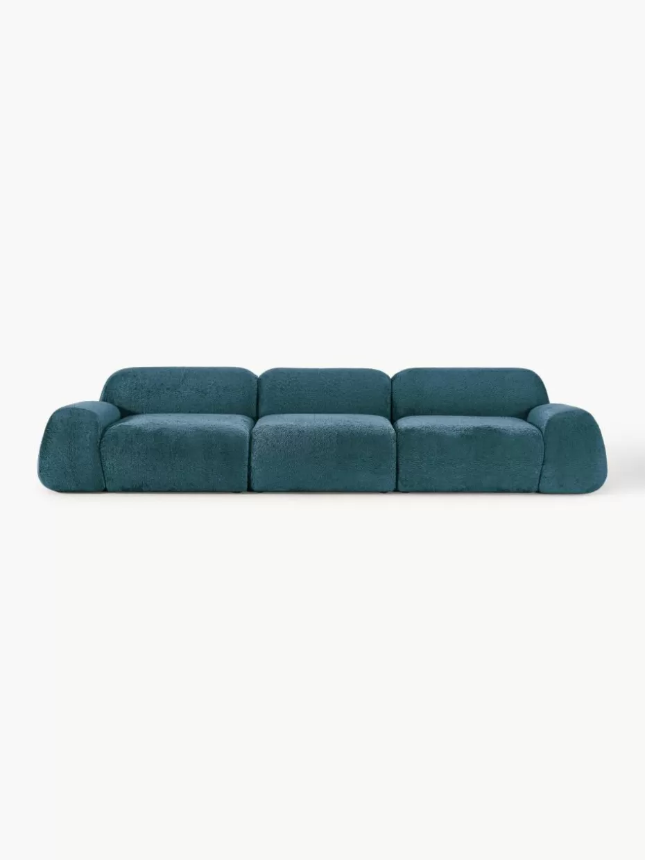 Sofas | Sofaserien-Westwing Collection Modulares Sofa Wolke (4-Sitzer) aus Teddy-Bouclé Teddy-Bouclé Petrol
