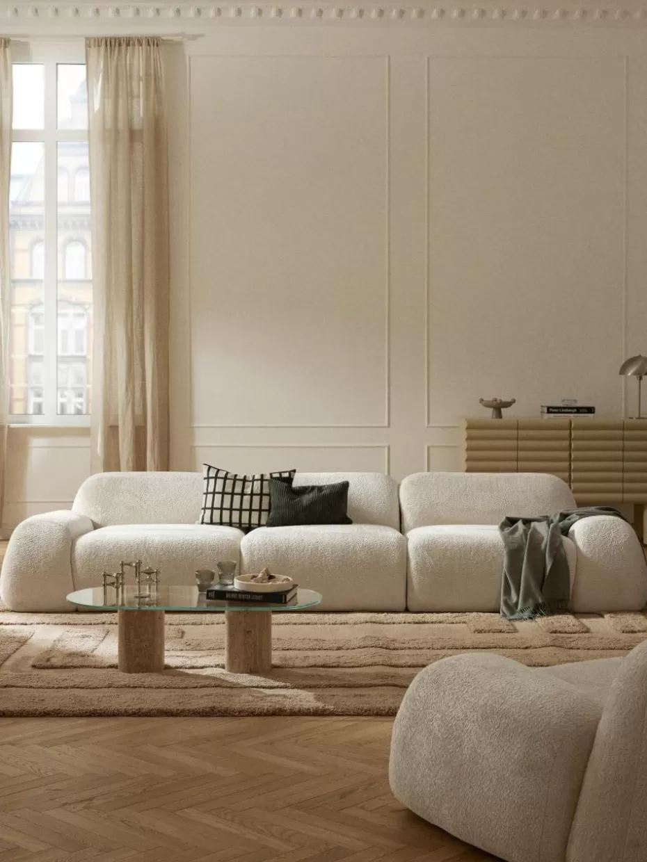 Sofas-Westwing Collection Modulares Sofa Wolke (4-Sitzer) aus Teddy-Bouclé Teddy-Bouclé Off White