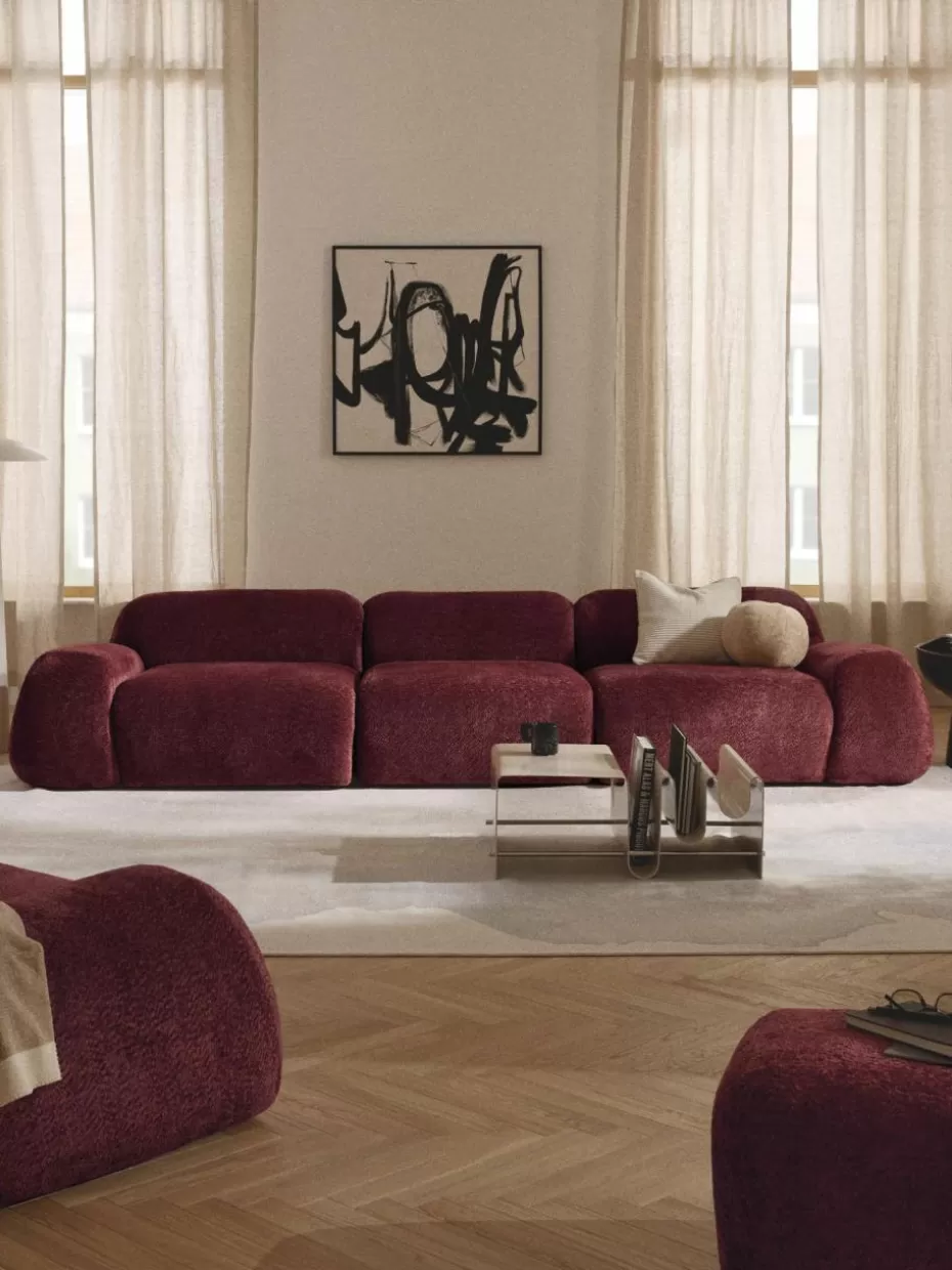 Sofas | Sofaserien-Westwing Collection Modulares Sofa Wolke (4-Sitzer) aus Teddy-Bouclé Teddy-Bouclé Weinrot