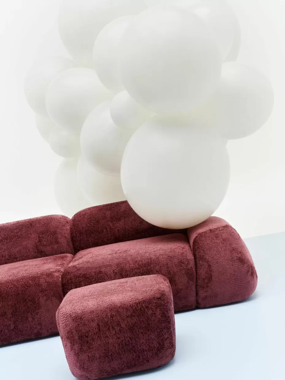 Sofas | Sofaserien-Westwing Collection Modulares Sofa Wolke (3-Sitzer) aus Teddy-Bouclé Teddy-Bouclé Weinrot