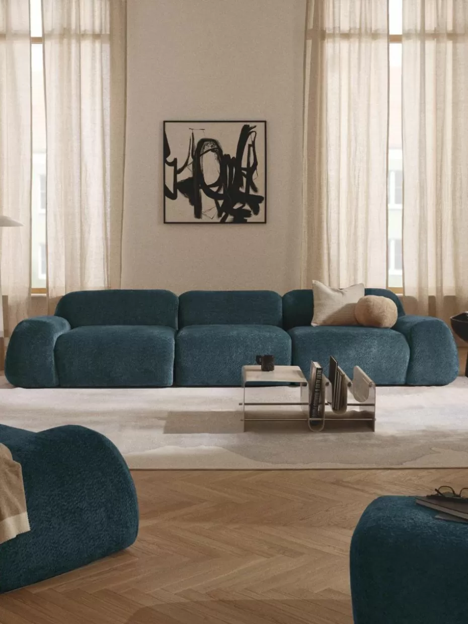 Sofas | Sofaserien-Westwing Collection Modulares Sofa Wolke (4-Sitzer) aus Teddy-Bouclé Teddy-Bouclé Petrol