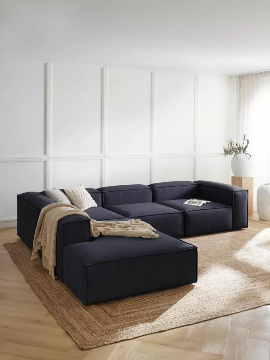 Sofas | Sofaserien-Westwing Collection Modulares XL-Ecksofa Lennon Webstoff Dunkelblau