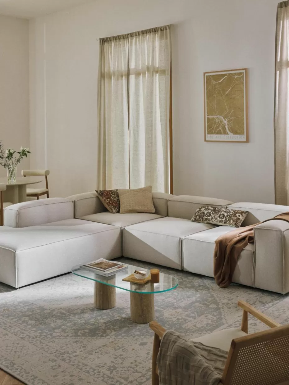 Sofas | Sofaserien-Westwing Collection Modulares XL-Ecksofa Lennon Webstoff Off White
