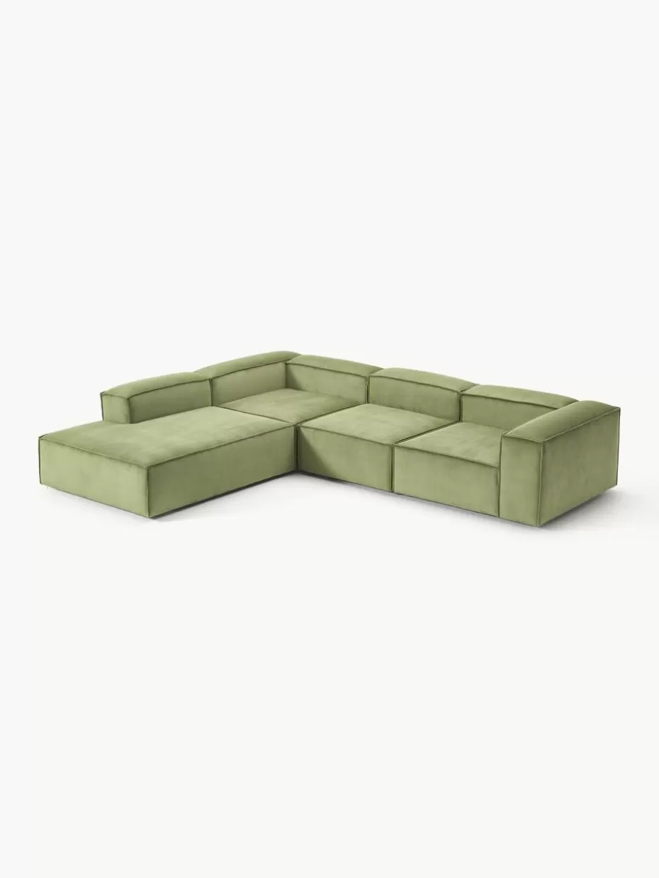 Sofas | Sofaserien-Westwing Collection Modulares XL-Ecksofa Lennon aus Cord Cord Olivgrün