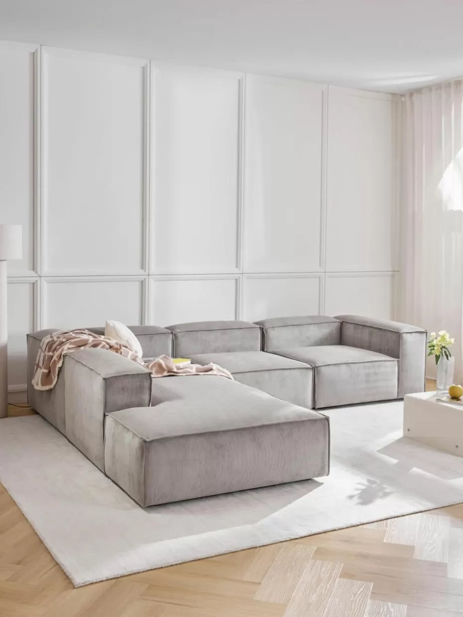 Sofas | Sofaserien-Westwing Collection Modulares XL-Ecksofa Lennon aus Cord Cord Grau