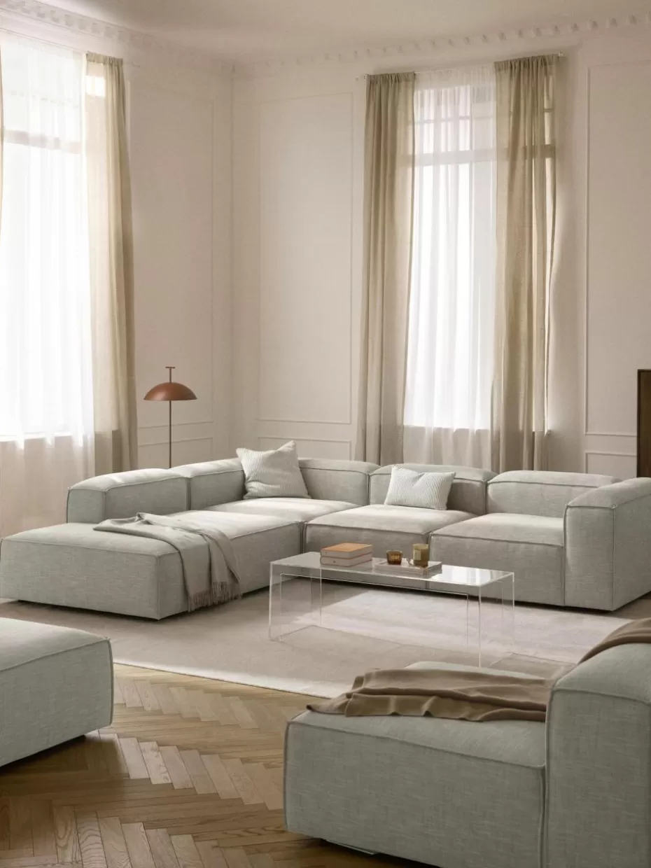 Sofaserien-Westwing Collection Modulares XL-Ecksofa Lennon aus Leinen-Mix Leinen-Mix Grau