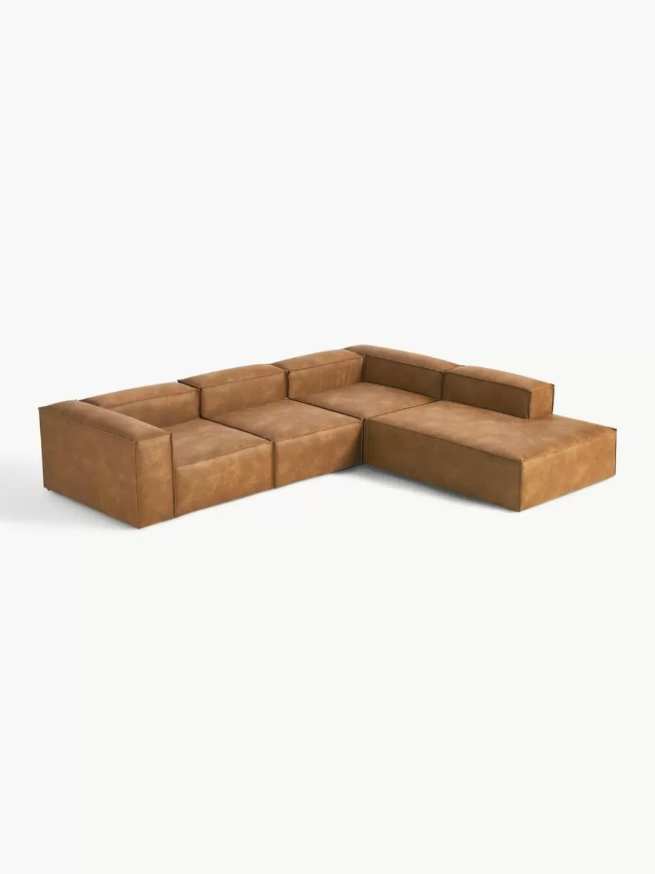 Sofas | Sofaserien-Westwing Collection Modulares XL-Ecksofa Lennon aus recyceltem Leder Leder Braun