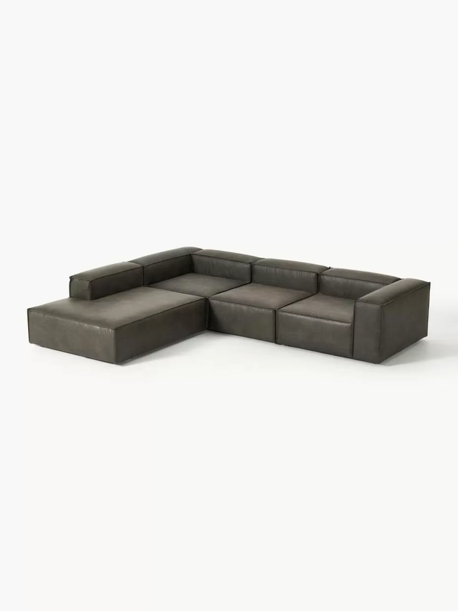 Sofas | Sofaserien-Westwing Collection Modulares XL-Ecksofa Lennon aus recyceltem Leder Leder Taupe