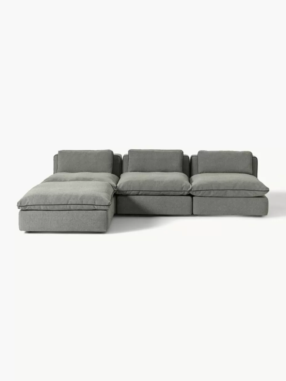Sofas | Sofaserien-Westwing Collection Modulares XL-Sofa Felix mit Hocker Webstoff Dunkelgrau