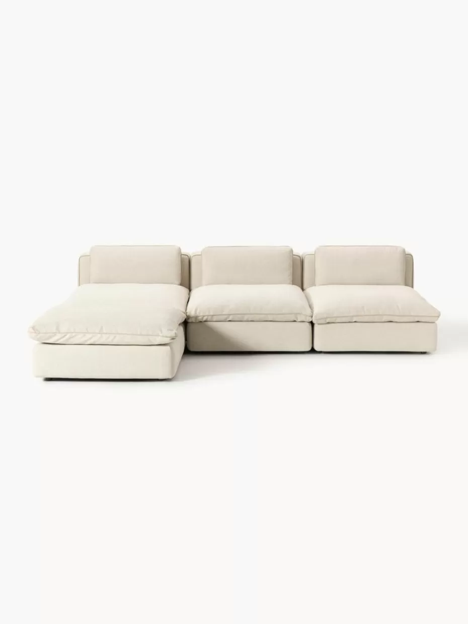 Sofas | Sofaserien-Westwing Collection Modulares XL-Sofa Felix mit Hocker Webstoff Hellbeige
