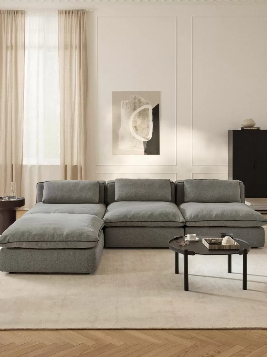 Sofas | Sofaserien-Westwing Collection Modulares XL-Sofa Felix mit Hocker Webstoff Dunkelgrau