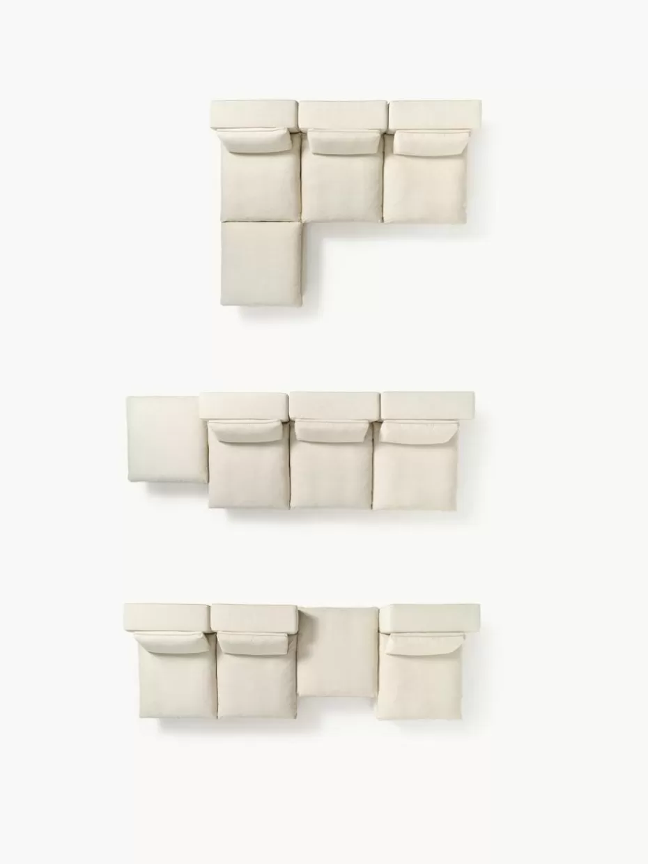Sofas | Sofaserien-Westwing Collection Modulares XL-Sofa Felix mit Hocker Webstoff Hellbeige