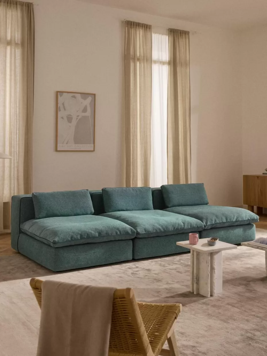 Sofas | Sofaserien-Westwing Collection Modulares XL-Sofa Felix (3-Sitzer) Webstoff Türkisgrün