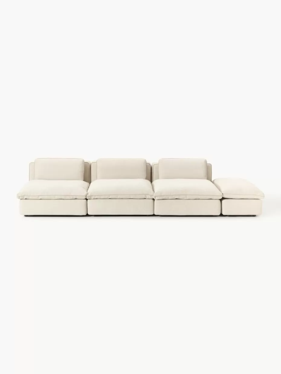 Sofas | Sofaserien-Westwing Collection Modulares XL-Sofa Felix (3-Sitzer) mit Hocker Webstoff Hellbeige