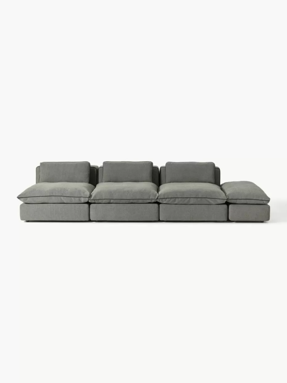 Sofas | Sofaserien-Westwing Collection Modulares XL-Sofa Felix (3-Sitzer) mit Hocker Webstoff Dunkelgrau