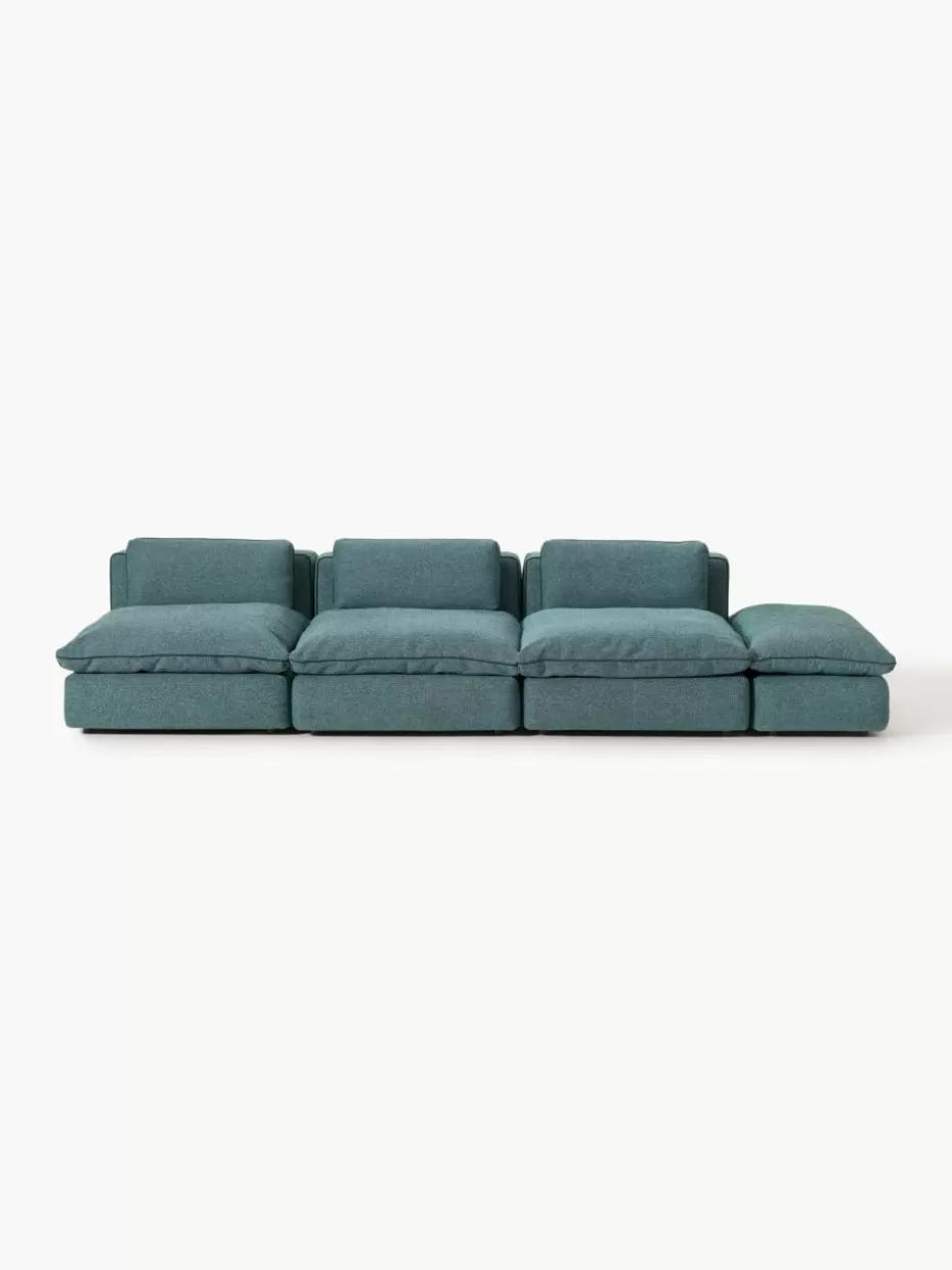 Sofas | Sofaserien-Westwing Collection Modulares XL-Sofa Felix (3-Sitzer) mit Hocker Webstoff Türkisgrün