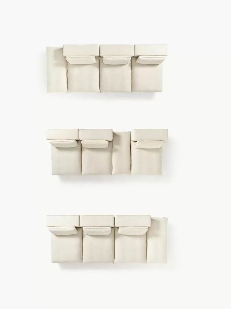 Sofas | Sofaserien-Westwing Collection Modulares XL-Sofa Felix (3-Sitzer) mit Hocker Webstoff Hellbeige
