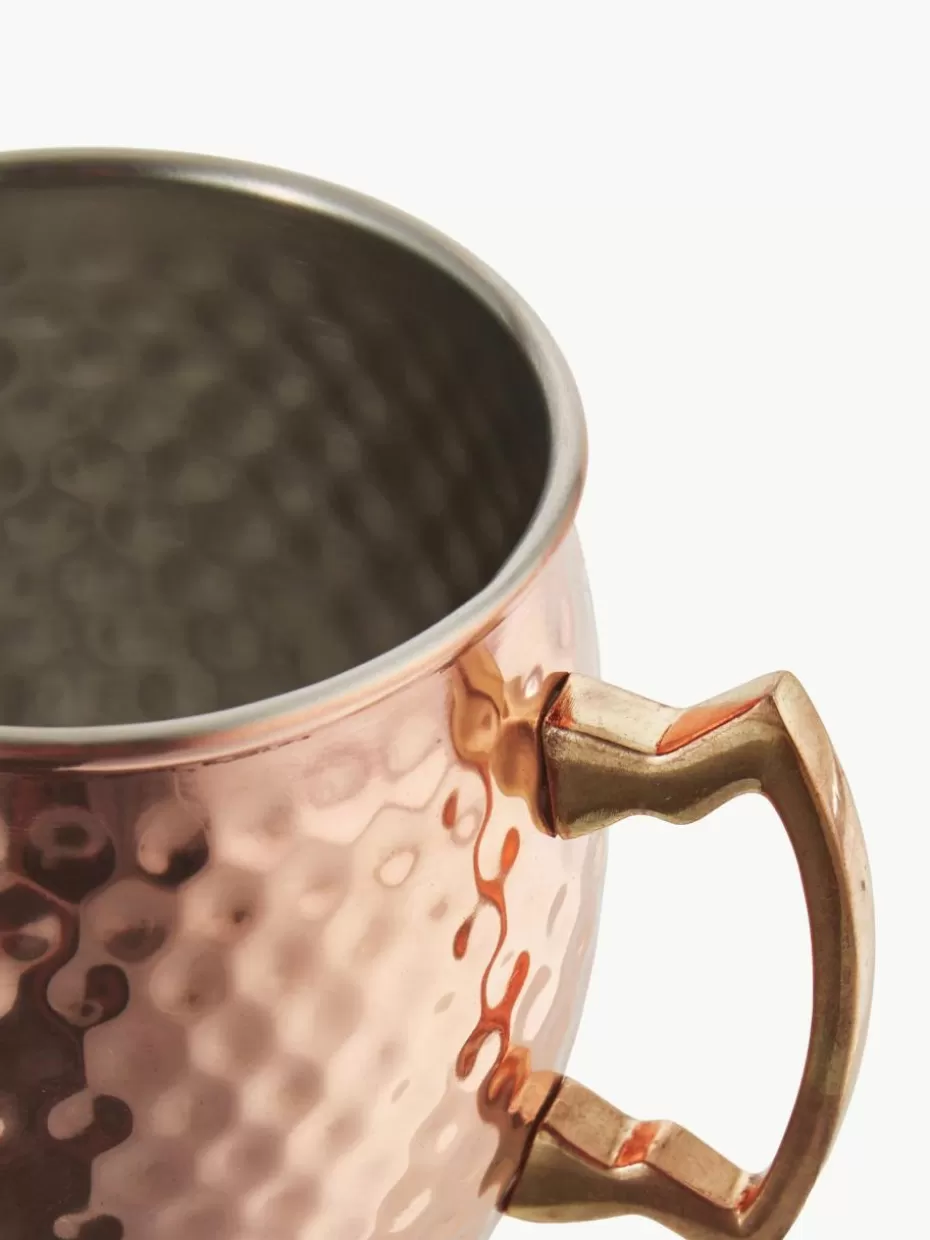 Bargläser-Westwing Moscow Mule Kupferbecher Hammered mit gehämmerter Oberfläche Rosa mit Metallic-Finish