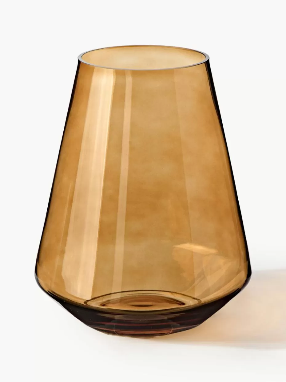 Vasen-Westwing Collection Mundgeblasene Glas-Vase Joyce, H 21 cm Hellbraun