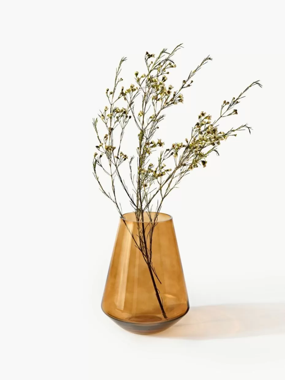 Vasen-Westwing Collection Mundgeblasene Glas-Vase Joyce, H 21 cm Hellbraun