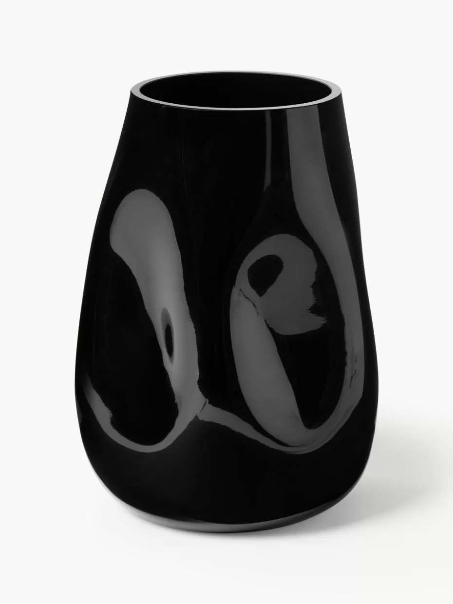 Vasen-Westwing Collection Mundgeblasene Glas-Vase Obsidian, H 26 cm Schwarz