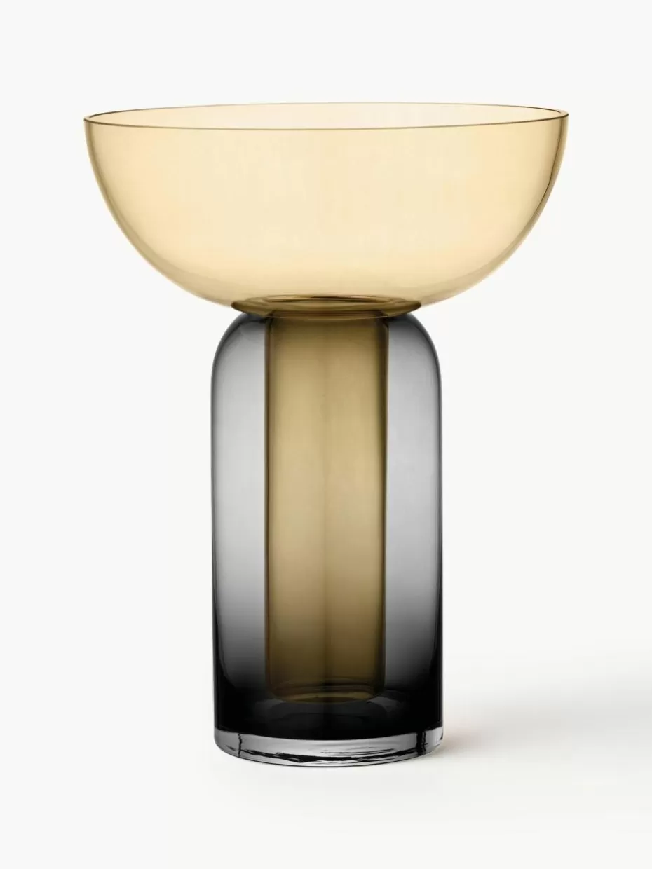Vasen-Aytm Mundgeblasene Glas-Vase Torus, H 33 cm Ocker, Dunkelgrau transparent