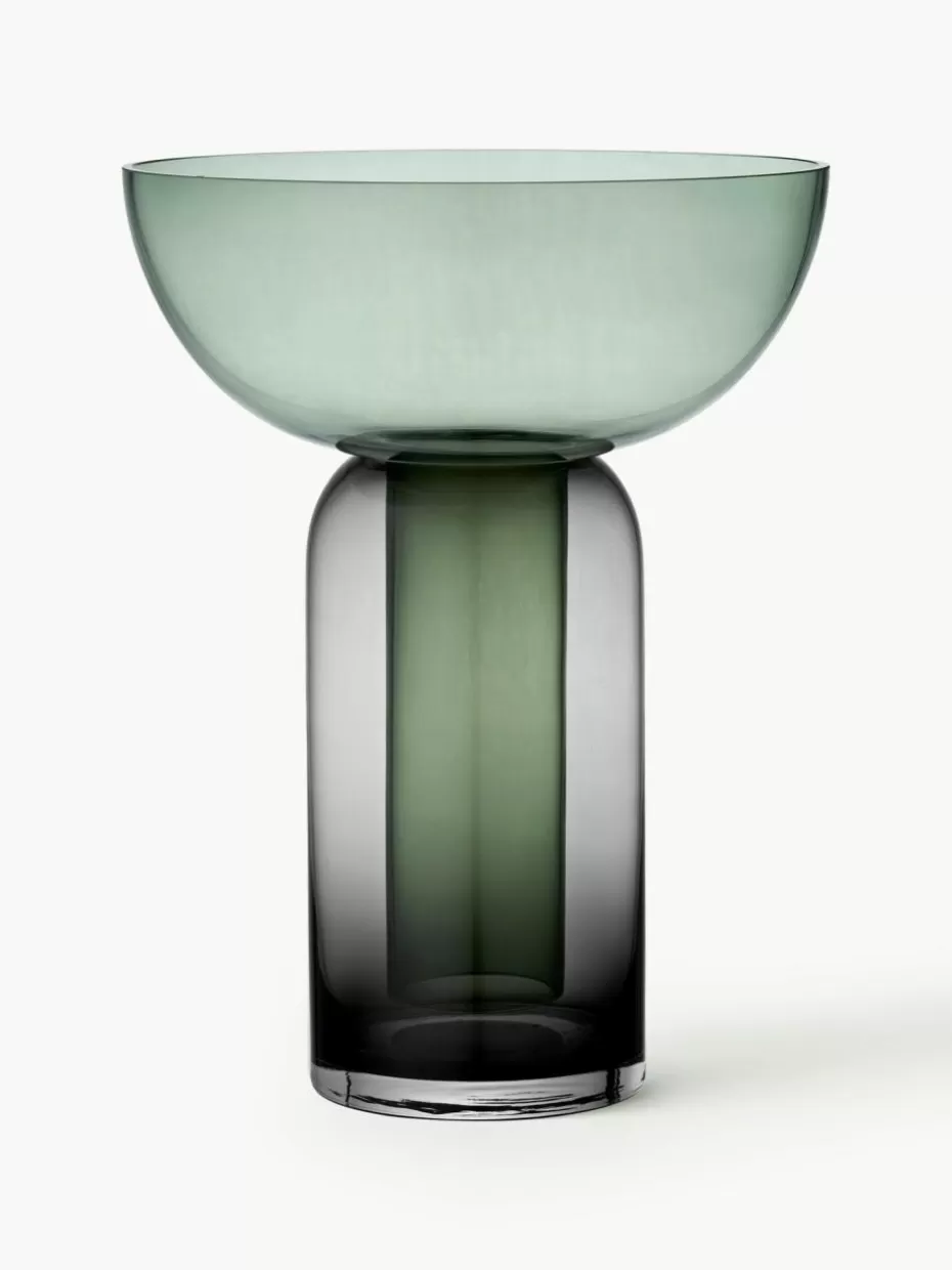 Vasen-Aytm Mundgeblasene Glas-Vase Torus, H 33 cm Dunkelgrün, Dunkelgrau transparent