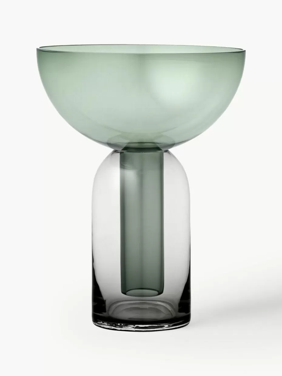 Vasen-Aytm Mundgeblasene Glas-Vase Torus, H 20 cm Dunkelgrün, Dunkelgrau, transparent