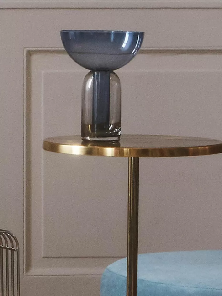 Vasen-Aytm Mundgeblasene Glas-Vase Torus, H 20 cm Blau, Dunkelgrau, transparent