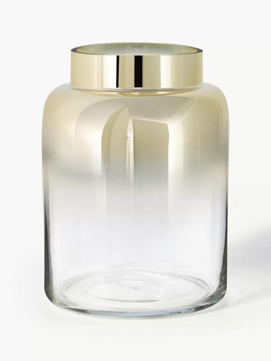 Vasen-Westwing Collection Mundgeblasene Glas-Vase Uma, H 20 cm Transparent, Goldfarben