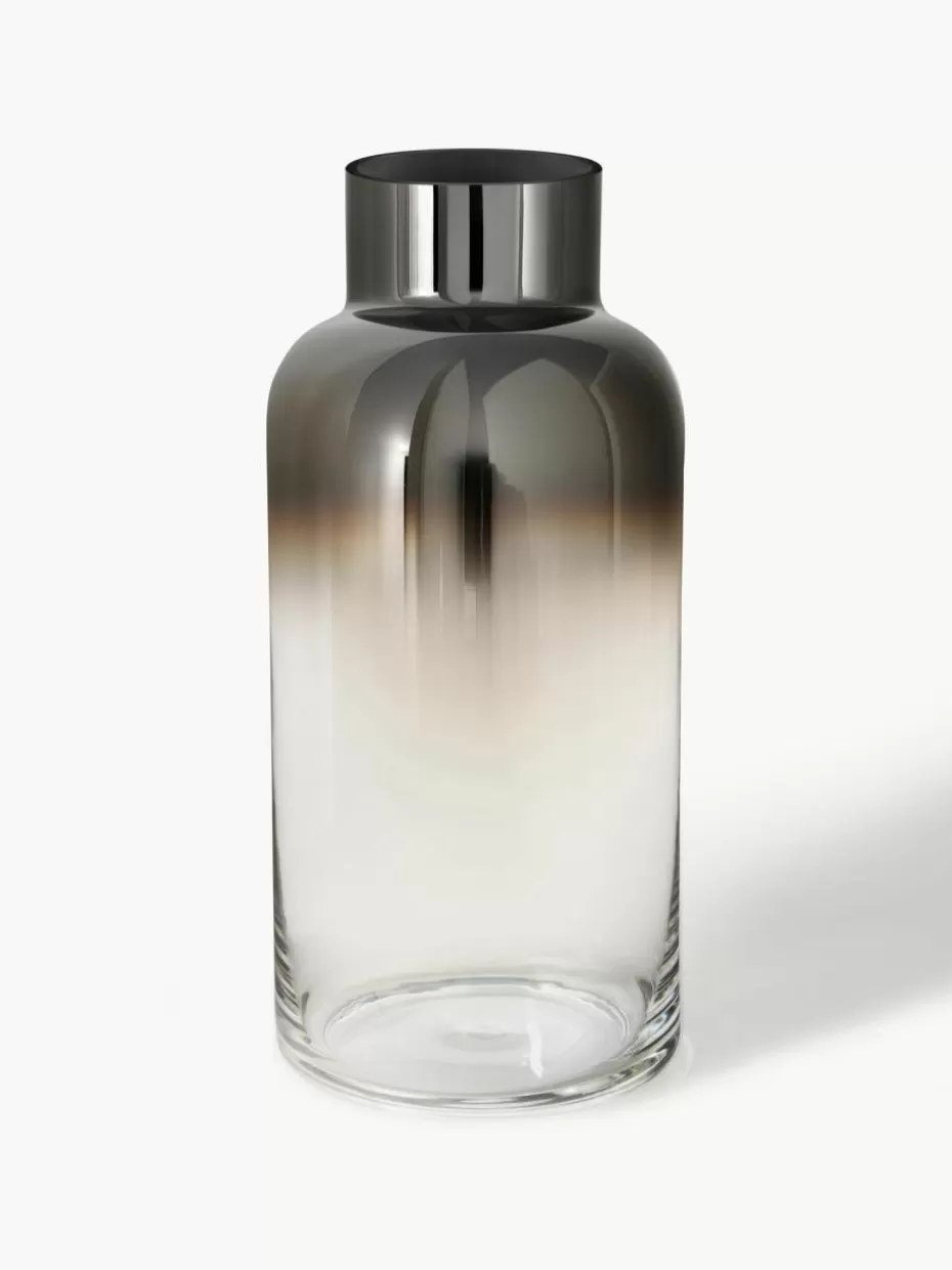Vasen-Westwing Collection Mundgeblasene Glas-Vase Uma, H 35 cm Transparent, Chromfarben