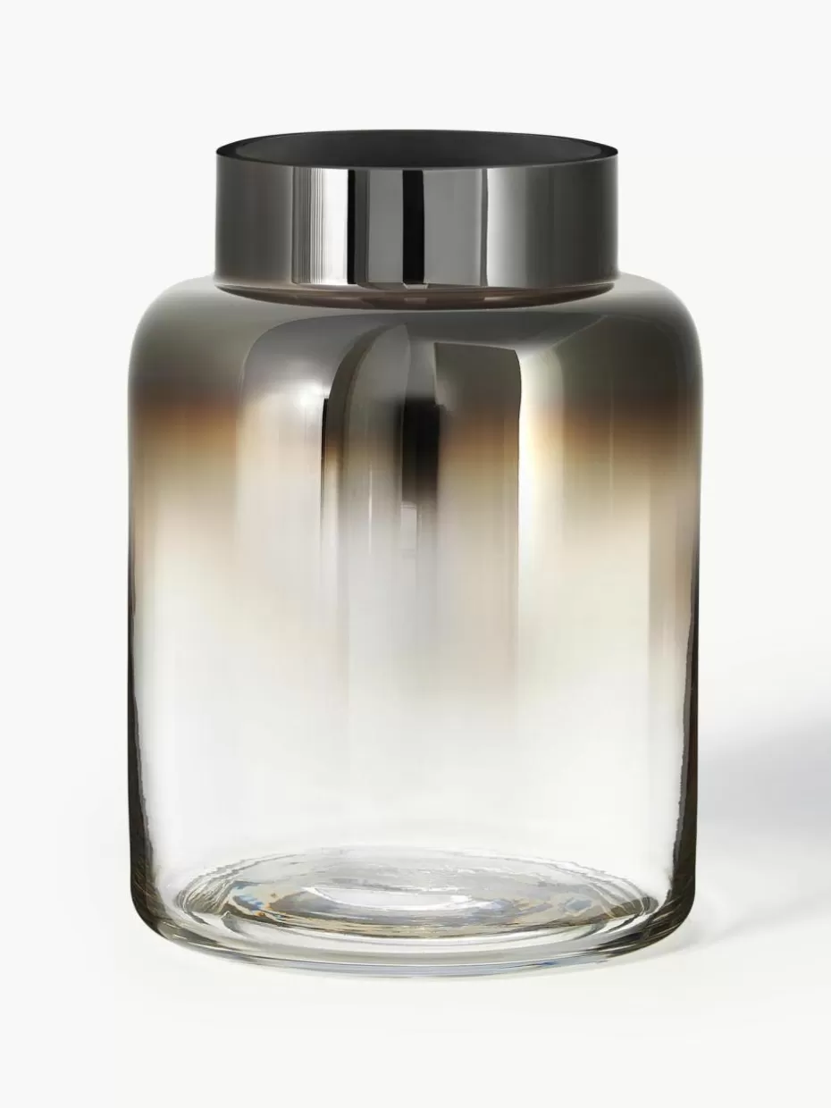 Vasen-Westwing Collection Mundgeblasene Glas-Vase Uma, H 20 cm Transparent, Chromfarben