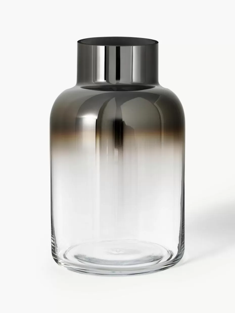 Vasen-Westwing Collection Mundgeblasene Glas-Vase Uma, H 27 cm Transparent, Chromfarben