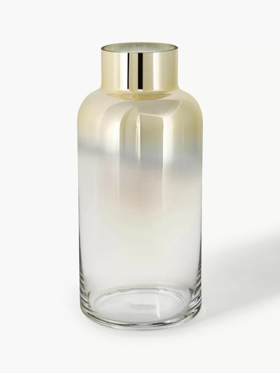 Vasen-Westwing Collection Mundgeblasene Glas-Vase Uma, H 35 cm Transparent, Goldfarben