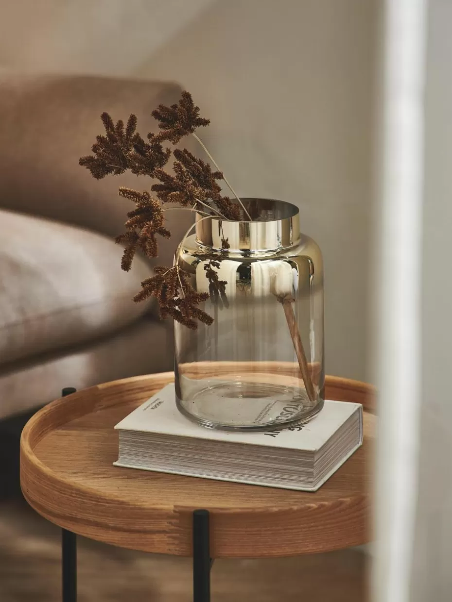 Vasen-Westwing Collection Mundgeblasene Glas-Vase Uma, H 20 cm Transparent, Goldfarben