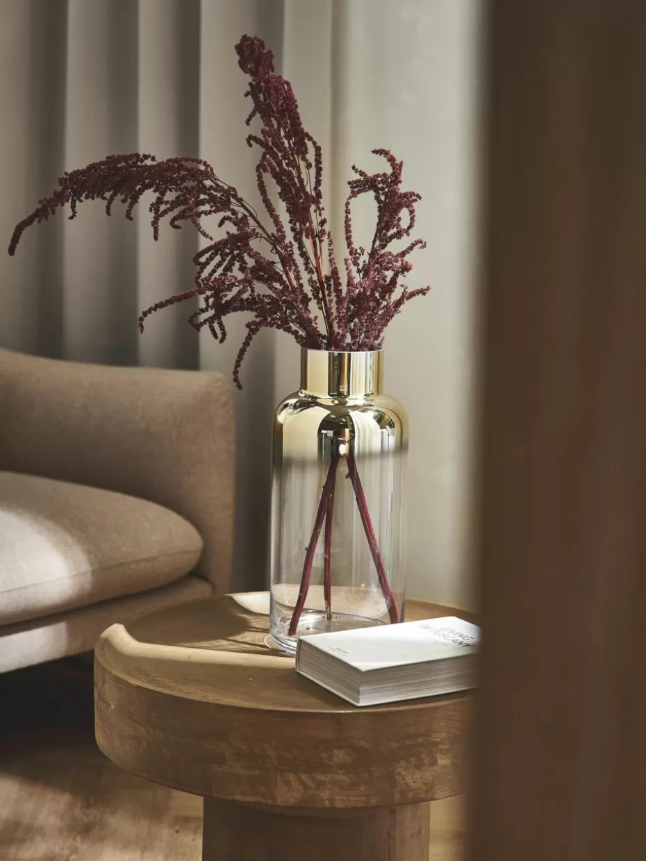 Vasen-Westwing Collection Mundgeblasene Glas-Vase Uma, H 35 cm Transparent, Goldfarben