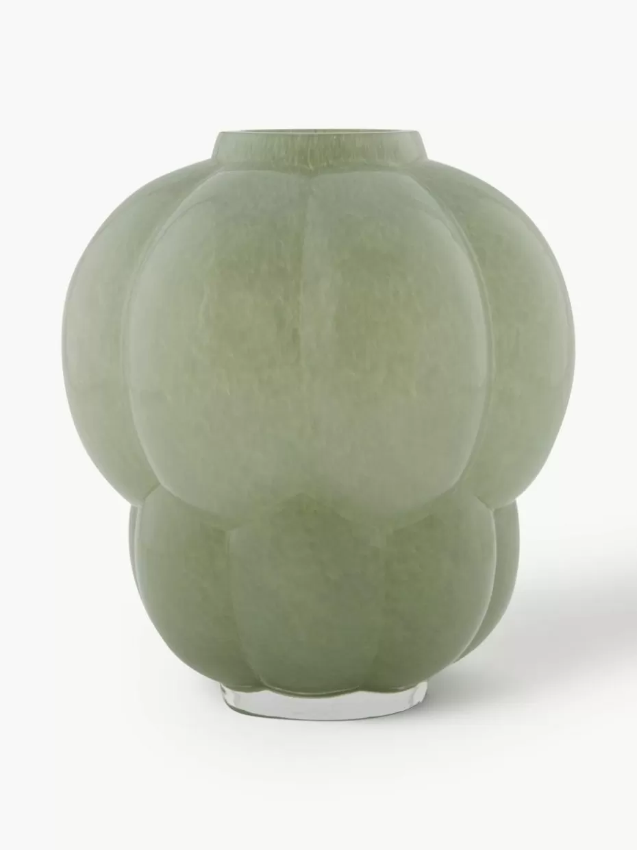 Vasen-Aytm Mundgeblasene Glas-Vase Uva, H 22 cm Salbeigrün, glänzend