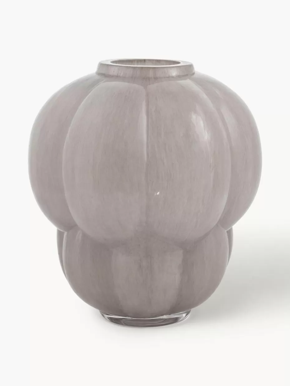 Vasen-Aytm Mundgeblasene Glas-Vase Uva, H 22 cm Hellgrau, glänzend