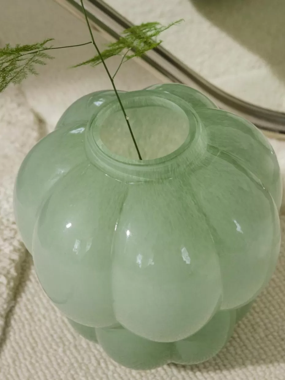 Vasen-Aytm Mundgeblasene Glas-Vase Uva, H 22 cm Salbeigrün, glänzend