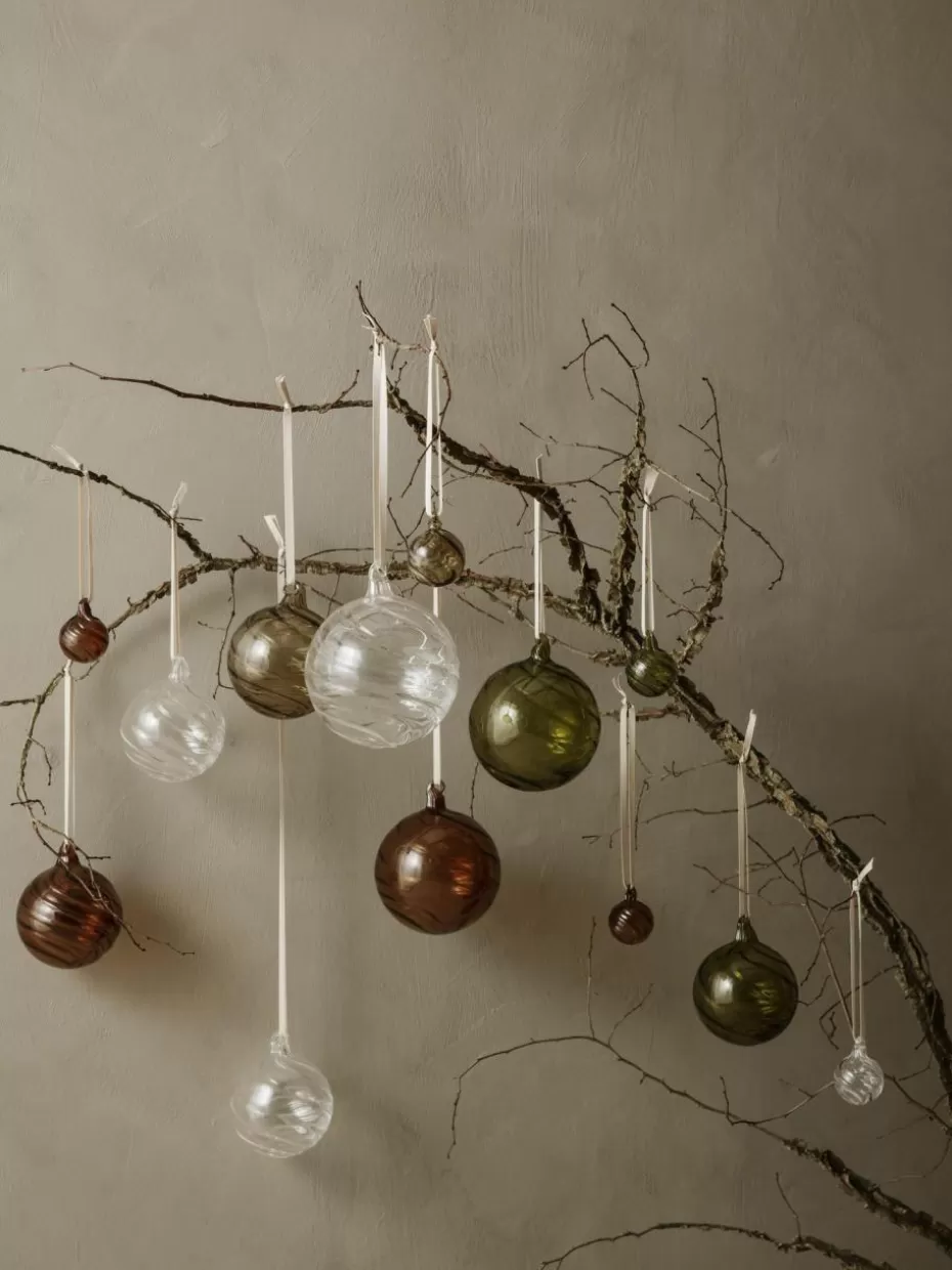 Weihnachtskugeln & Baumanhänger | Nordic Celebrations-ferm LIVING Mundgeblasene Glas-Weihnachtskugeln Twirl, 4er-Set