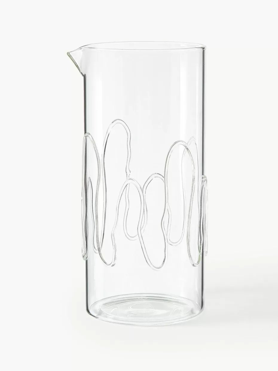 Kannen & Karaffen-ferm LIVING Mundgeblasene Karaffe Doodle mit Strukturmuster, 1.2 L