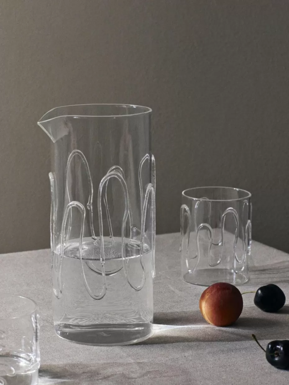 Kannen & Karaffen-ferm LIVING Mundgeblasene Karaffe Doodle mit Strukturmuster, 1.2 L