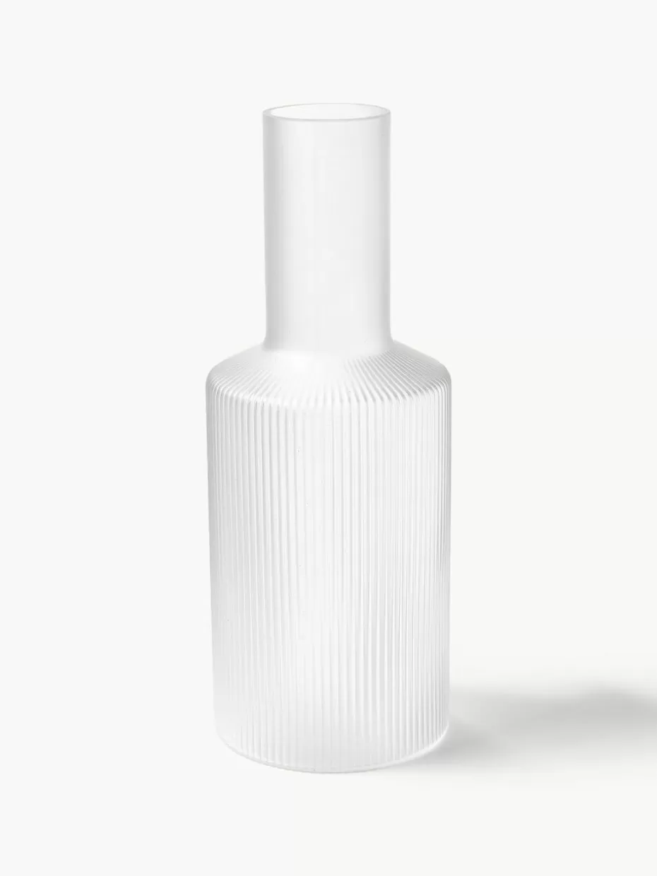 Weihnachtsgeschirr | Kannen & Karaffen-ferm LIVING Mundgeblasene Karaffe Ripple mit Rillenrelief, 1 L Semi-transparent, matt