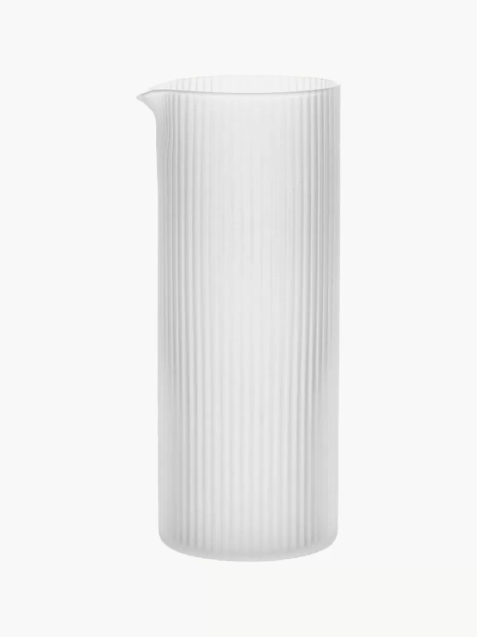 Kannen & Karaffen-ferm LIVING Mundgeblasene Karaffe Ripple mit Rillenrelief, 400 ml Semi-transparent, matt