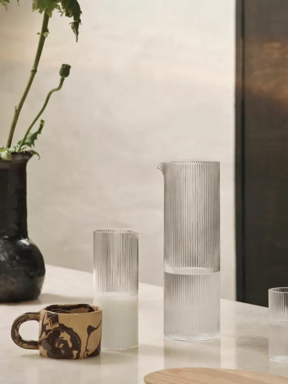 Kannen & Karaffen-ferm LIVING Mundgeblasene Karaffe Ripple mit Rillenrelief, 400 ml