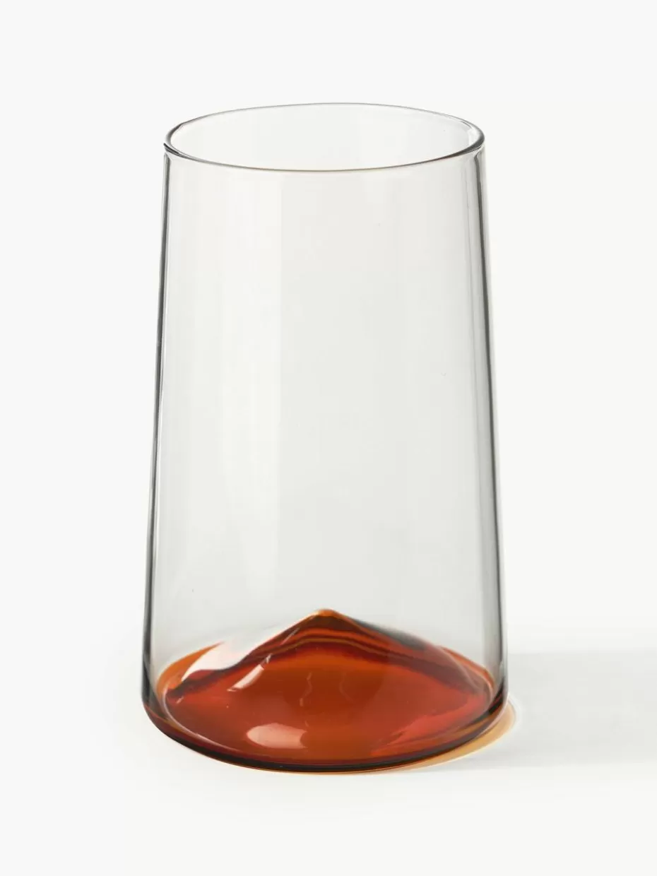 Bargläser-Westwing Collection Mundgeblasene Longdrinkgläser Hadley, 4 Stück Transparent, Orange