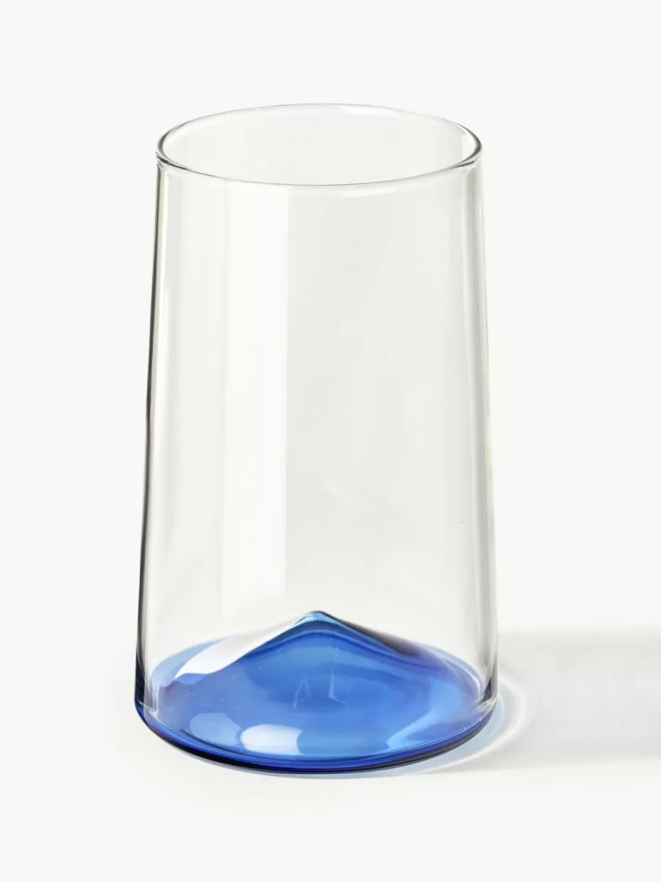 Bargläser-Westwing Collection Mundgeblasene Longdrinkgläser Hadley, 4 Stück Transparent, Blau